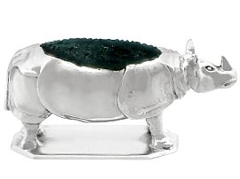 Sterling Silver Rhino Pin Cushion - Antique Edwardian (1909)