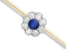 Antique Sapphire and Diamond Bar Brooch