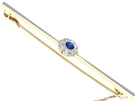 Antique Sapphire and Diamond Bar Brooch