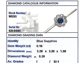 Antique Sapphire and Diamond Bar Brooch grading card