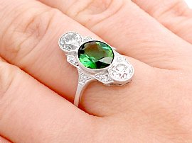 antique tourmaline ring on fingers